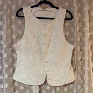 Free People Cream Button-Down Blouse